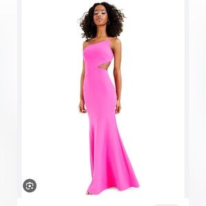 Betsy & Adam One Shoulder Pink Prom Gown Size 6